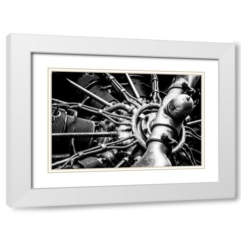 Propellor Engine close up White Modern Wood Framed Art Print with Double Matting by Ronin