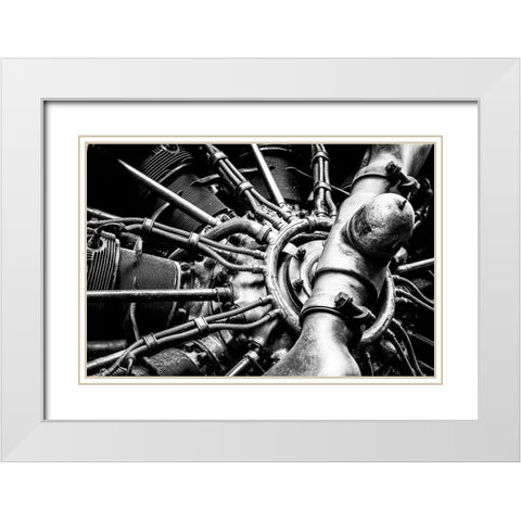 Propellor Engine close up White Modern Wood Framed Art Print with Double Matting by Ronin