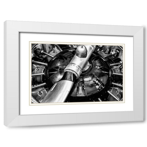 Propellor Engine close up 2 White Modern Wood Framed Art Print with Double Matting by Ronin