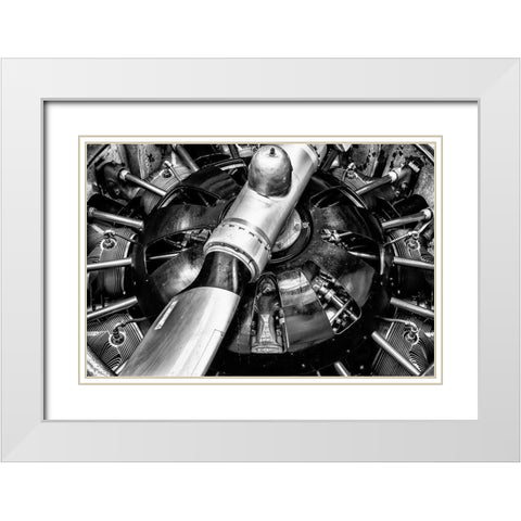 Propellor Engine close up 2 White Modern Wood Framed Art Print with Double Matting by Ronin