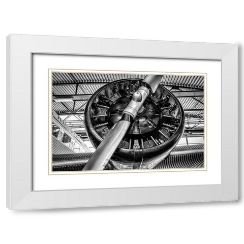 Propellor Engine White Modern Wood Framed Art Print with Double Matting by Ronin