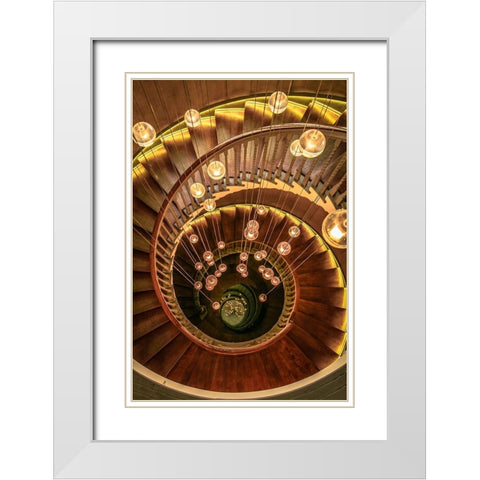 Dreamy Staircase White Modern Wood Framed Art Print with Double Matting by Ronin
