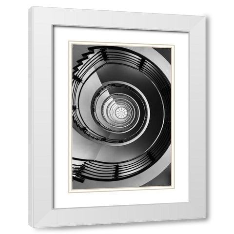 Hypnotic White Modern Wood Framed Art Print with Double Matting by Ronin