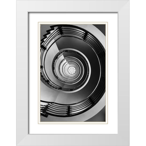Hypnotic White Modern Wood Framed Art Print with Double Matting by Ronin