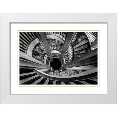 Royal staircase White Modern Wood Framed Art Print with Double Matting by Ronin