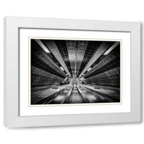 Metro White Modern Wood Framed Art Print with Double Matting by Ronin