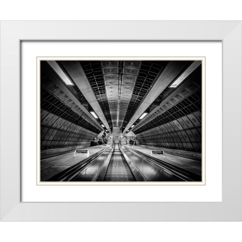 Metro White Modern Wood Framed Art Print with Double Matting by Ronin