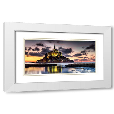 Mont Saint Michel White Modern Wood Framed Art Print with Double Matting by Ronin