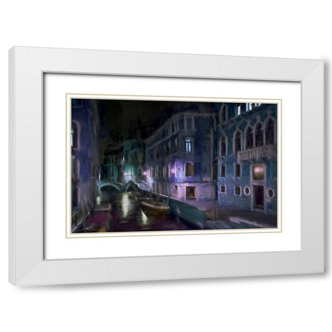 Venedig Nacht Fresko White Modern Wood Framed Art Print with Double Matting by Fischer, Rolf