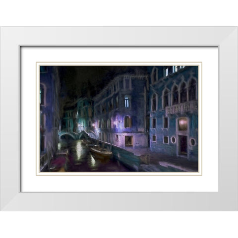 Venedig Nacht Fresko White Modern Wood Framed Art Print with Double Matting by Fischer, Rolf