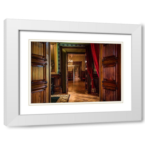 Old Castle Doorway White Modern Wood Framed Art Print with Double Matting by Ronin