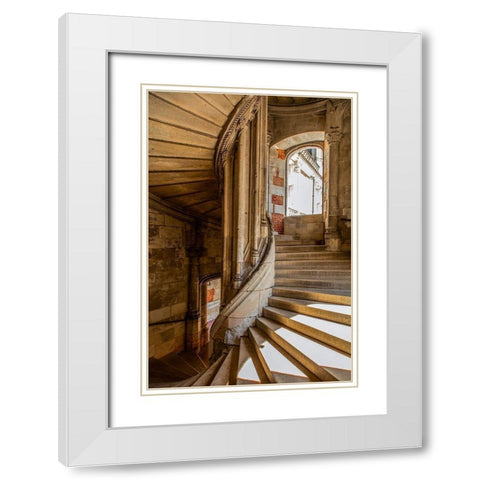 Castle Steps White Modern Wood Framed Art Print with Double Matting by Ronin