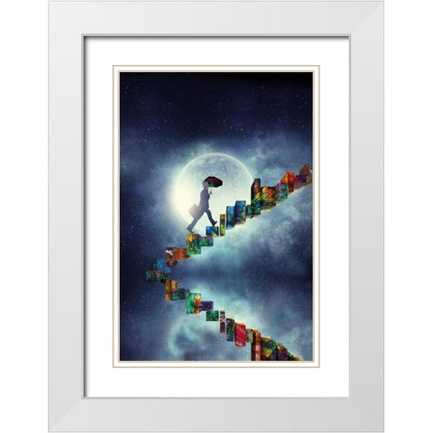 The Moonwalker White Modern Wood Framed Art Print with Double Matting by Hillert, Peter