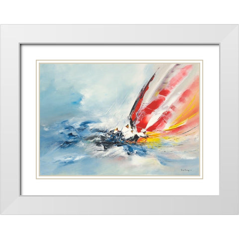 Gros temps White Modern Wood Framed Art Print with Double Matting by de Courcy, Gerard