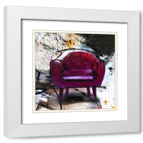 Fauteuil I White Modern Wood Framed Art Print with Double Matting by Ducret, Patrice
