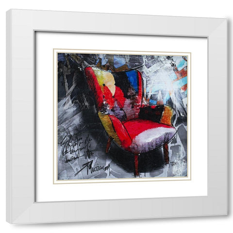 Fauteuil II White Modern Wood Framed Art Print with Double Matting by Ducret, Patrice