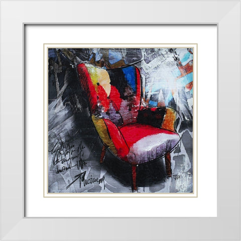 Fauteuil II White Modern Wood Framed Art Print with Double Matting by Ducret, Patrice
