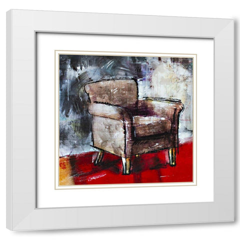 Fauteuil V White Modern Wood Framed Art Print with Double Matting by Ducret, Patrice
