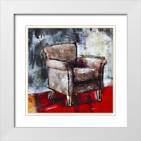 Fauteuil V White Modern Wood Framed Art Print with Double Matting by Ducret, Patrice
