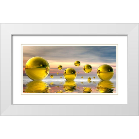 Golden Bowls 14 White Modern Wood Framed Art Print with Double Matting by Hillert, Peter
