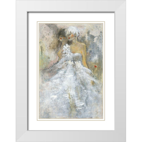 Bijou White Modern Wood Framed Art Print with Double Matting by Declercq, Huguette