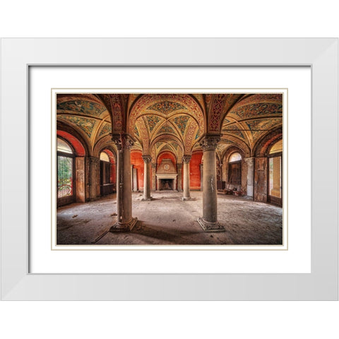 By the Fireplace White Modern Wood Framed Art Print with Double Matting by Haker, Matthias