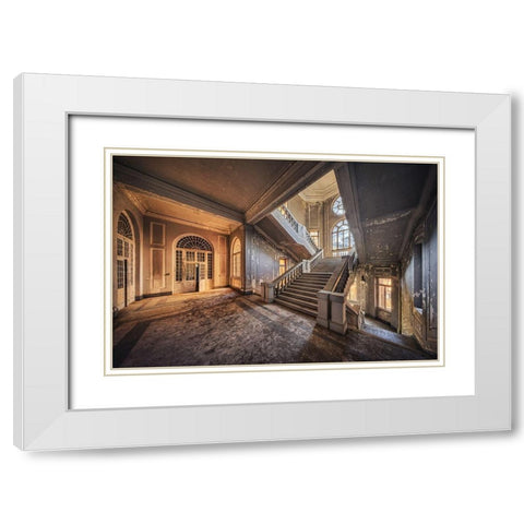 Solitude White Modern Wood Framed Art Print with Double Matting by Haker, Matthias