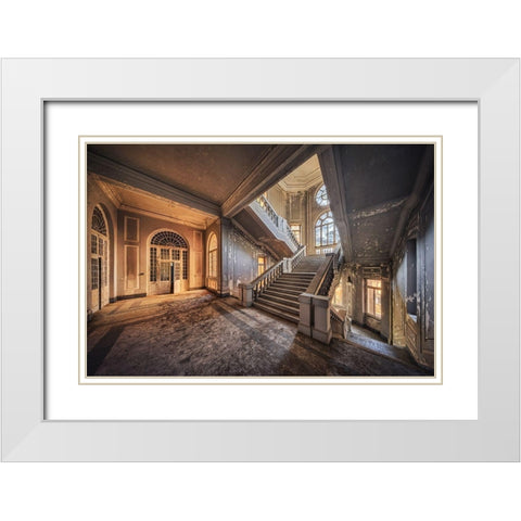 Solitude White Modern Wood Framed Art Print with Double Matting by Haker, Matthias