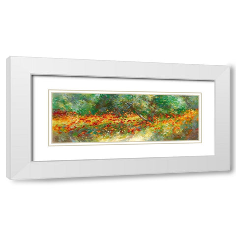 Champ des Cocquelicots White Modern Wood Framed Art Print with Double Matting by Messely, Johann