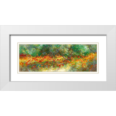 Champ des Cocquelicots White Modern Wood Framed Art Print with Double Matting by Messely, Johann