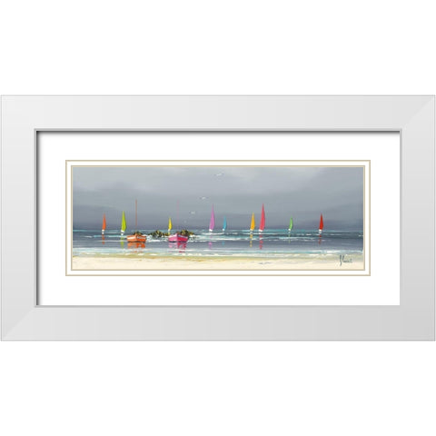 La plage White Modern Wood Framed Art Print with Double Matting by Flanet, Frederic