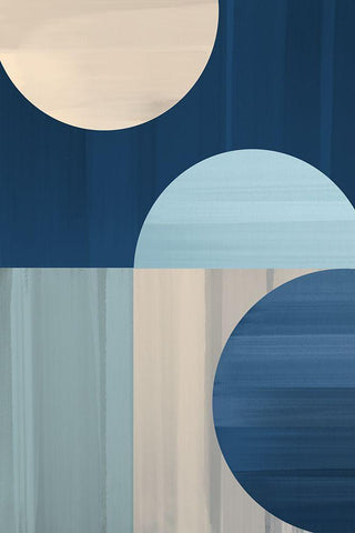 Abstract Blue IV White Modern Wood Framed Art Print with Double Matting by Artic Frame Studio