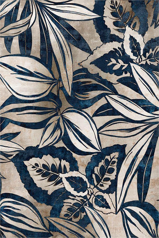 Blue Foliage II White Modern Wood Framed Art Print with Double Matting by Watts, Eva