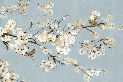 Kimono with Birds I White Modern Wood Framed Art Print with Double Matting by Jensen, Asia