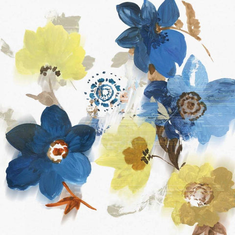 Glitchy Floral II White Modern Wood Framed Art Print with Double Matting by Jensen, Asia