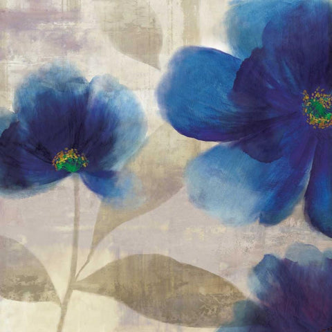 Indigo Dreams II White Modern Wood Framed Art Print with Double Matting by Jensen, Asia