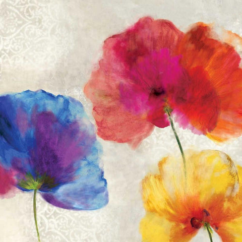 Lush Floral I White Modern Wood Framed Art Print with Double Matting by Jensen, Asia