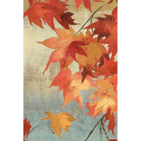 Maple Leaves II - mini White Modern Wood Framed Art Print by Jensen, Asia