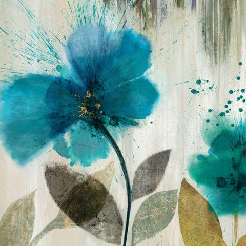 Teal Splash II - Mini Black Modern Wood Framed Art Print by Jensen, Asia