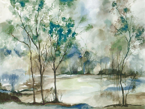 Teal Forest Grove White Modern Wood Framed Art Print with Double Matting by Pearce, Allison