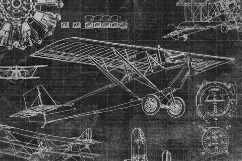 Vintage Aviation I White Modern Wood Framed Art Print with Double Matting by Selkirk, Edward