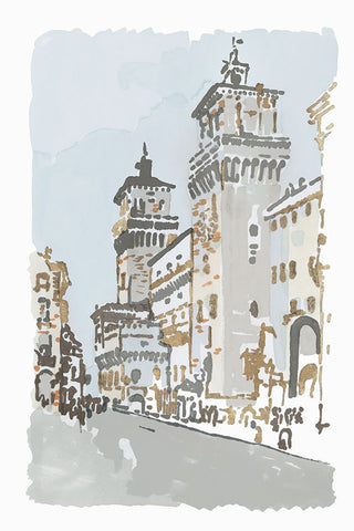 Via Roma Black Modern Wood Framed Art Print by Stellar Design Studio