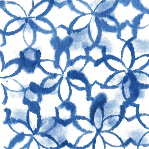 Indigo Floral White Modern Wood Framed Art Print by Wilson, Aimee