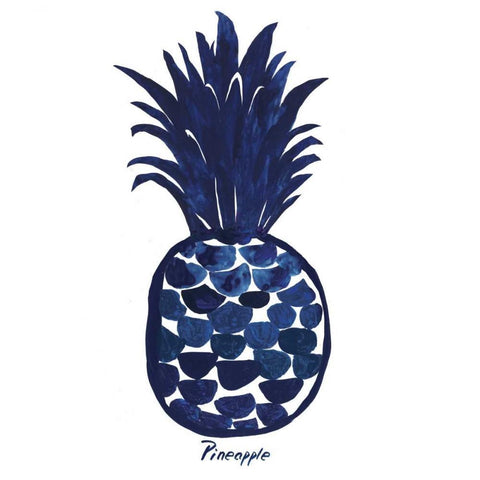 Indigo Pineapple Black Ornate Wood Framed Art Print with Double Matting by Wilson, Aimee