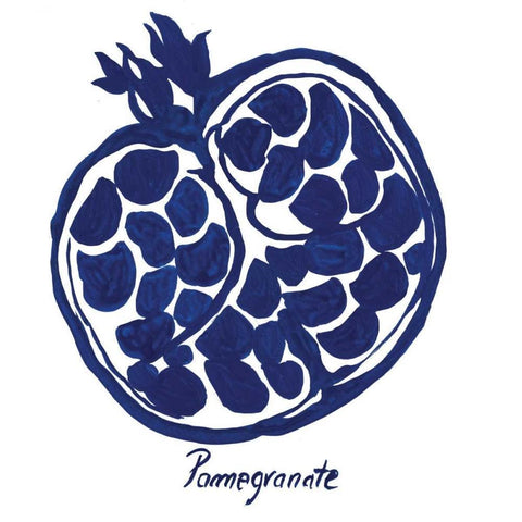 Indigo Pomegranate Black Modern Wood Framed Art Print with Double Matting by Wilson, Aimee