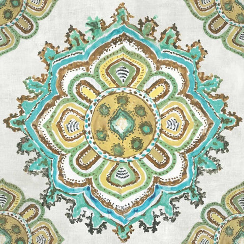 Medalion Inka White Modern Wood Framed Art Print with Double Matting by Wilson, Aimee