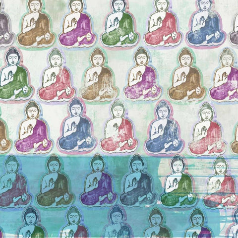 Budda Print White Modern Wood Framed Art Print with Double Matting by Wilson, Aimee
