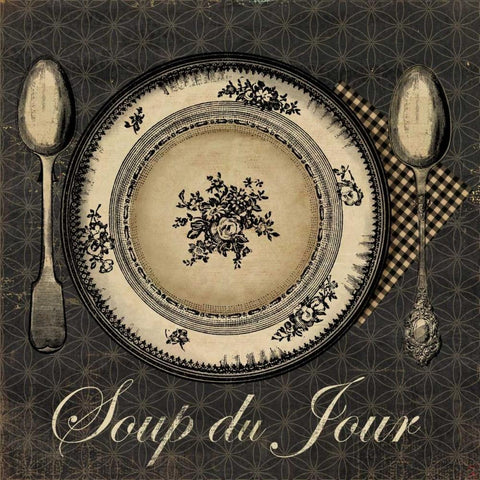 Soup du Jour - mini Black Ornate Wood Framed Art Print with Double Matting by Wilson, Aimee