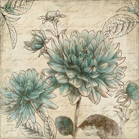 Blue Botanical II Black Modern Wood Framed Art Print with Double Matting by Wilson, Aimee