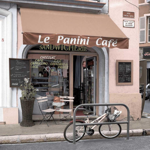 Le Panini Cafe Black Modern Wood Framed Art Print with Double Matting by Blaustein, Alan
